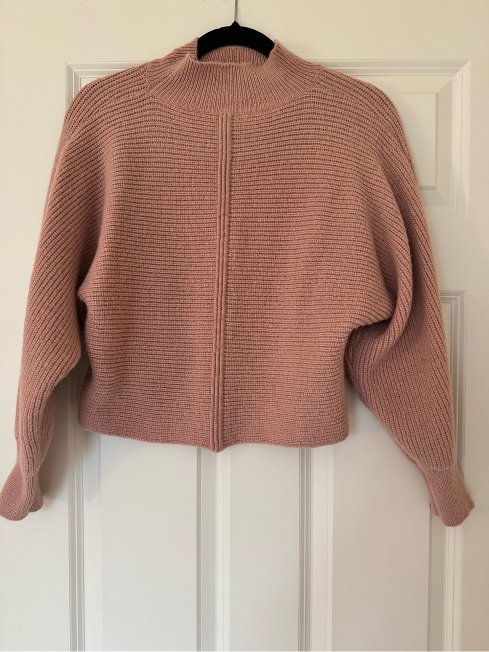 SHEIN Blush Pink Ribbed Mock Neck Sweater